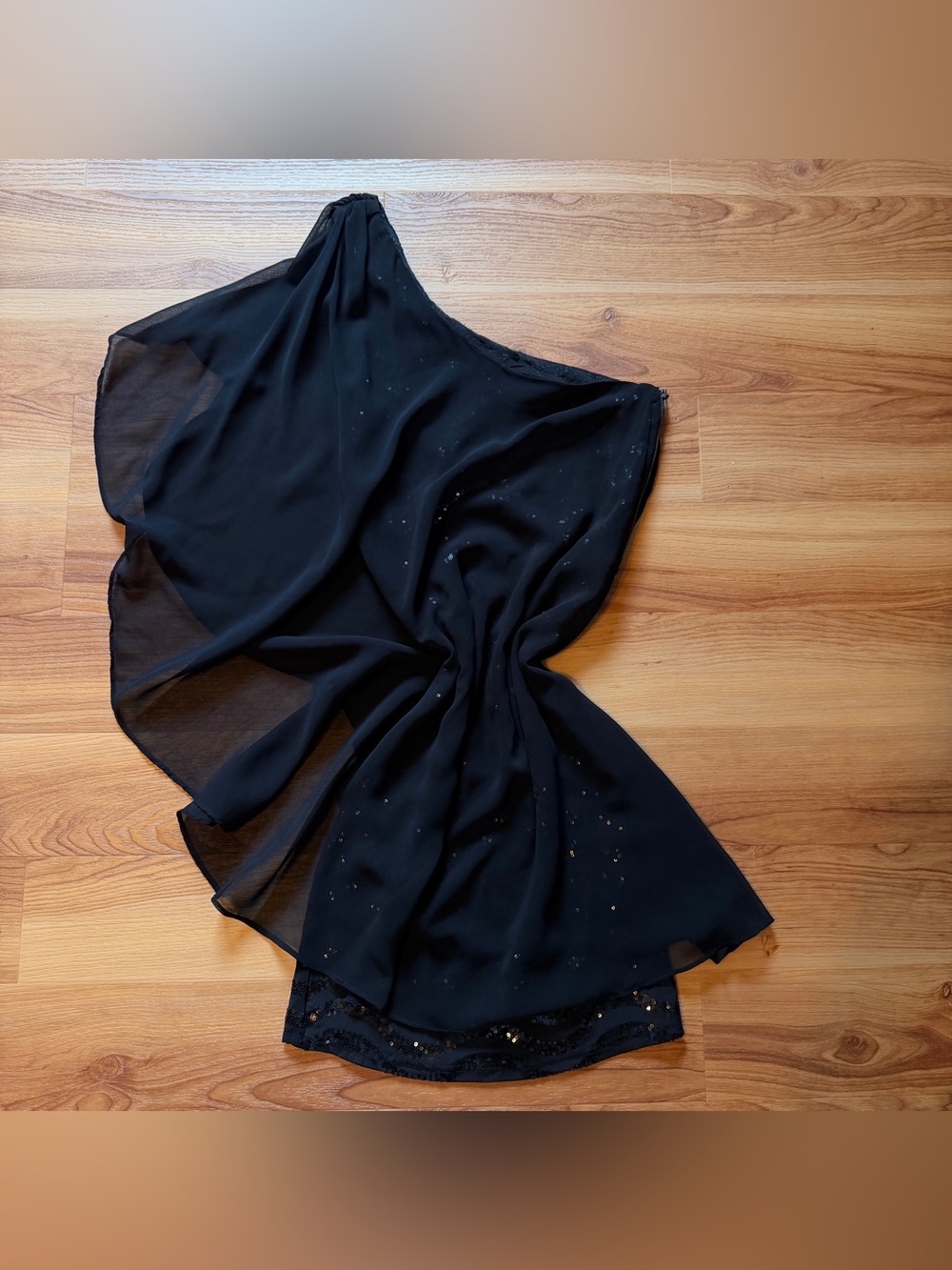 Vintage Y2K Miss Me Couture Black Sequin One Shoulder Dress XS